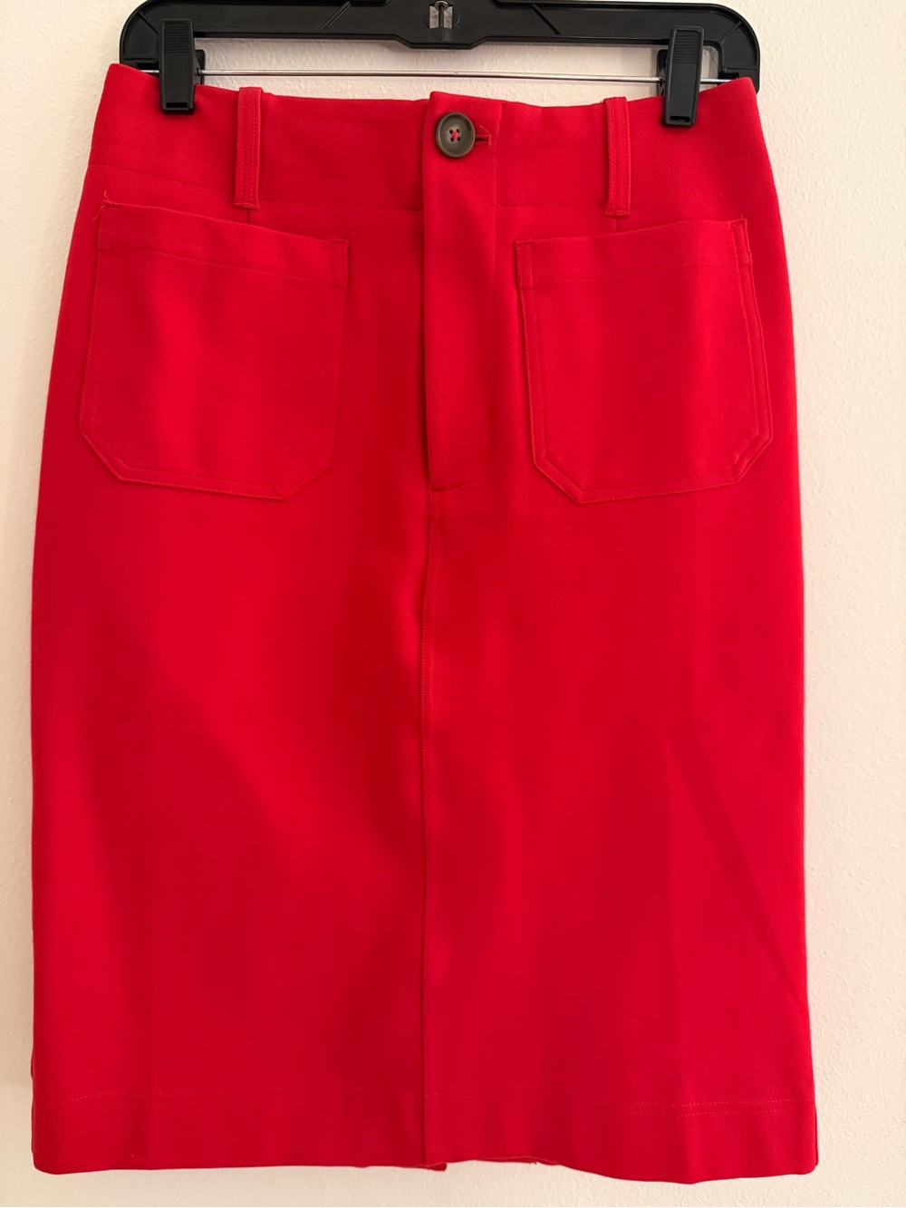 Anthropologie Maeve Red Ponte Knit Colette high waist midi pencil Skirt pocket S - Picture 2 of 8